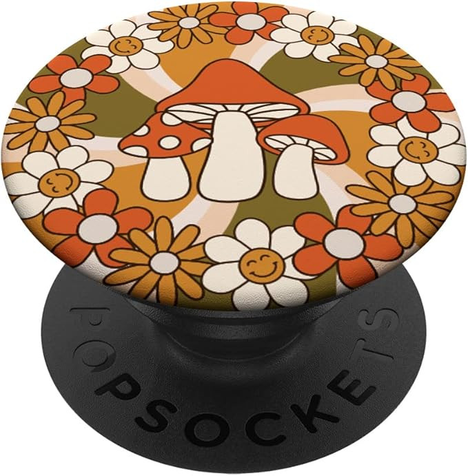 Hippie Mushroom Flower 60s 70s Floral Cottagecore Aesthetic PopSockets Standard PopGrip | Amazon (US)