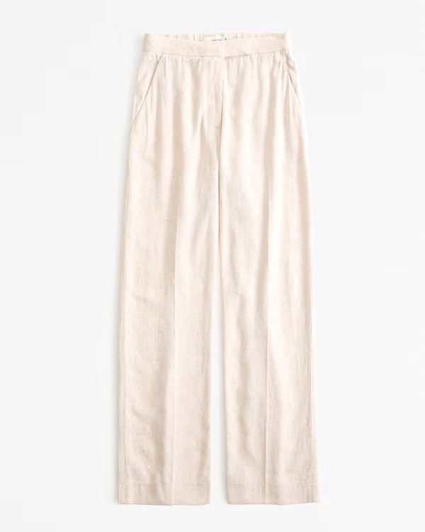 Linen-Blend Tailored Straight Pant | Abercrombie & Fitch (US)