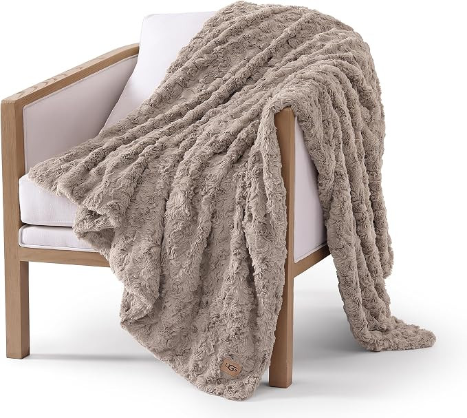 UGG Adalee Throw Blanket for Bed, Faux Fur Blanket, 50" x 70", Brown | Lightweight Sculpted Faux ... | Amazon (US)
