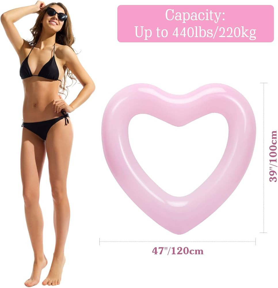 HeySplash Heart Pool Float, Heart Shaped Summer Swimming Pool Float Loungers Tube Ring Floatie, W... | Amazon (US)