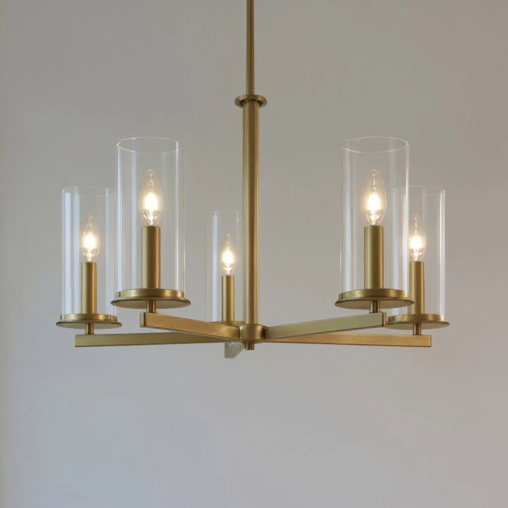 UKC20047 Transitional Indoor Chandelier, 22.25''H x 26.25''W x 26.25''Dep, Natural Brass Finish, ... | Urban Ambiance, Inc.