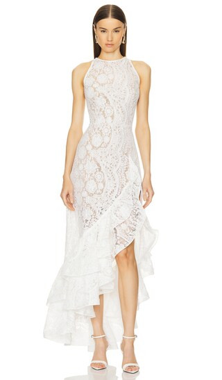 Sicilia Ruffle Dress in White | Revolve Clothing (Global)
