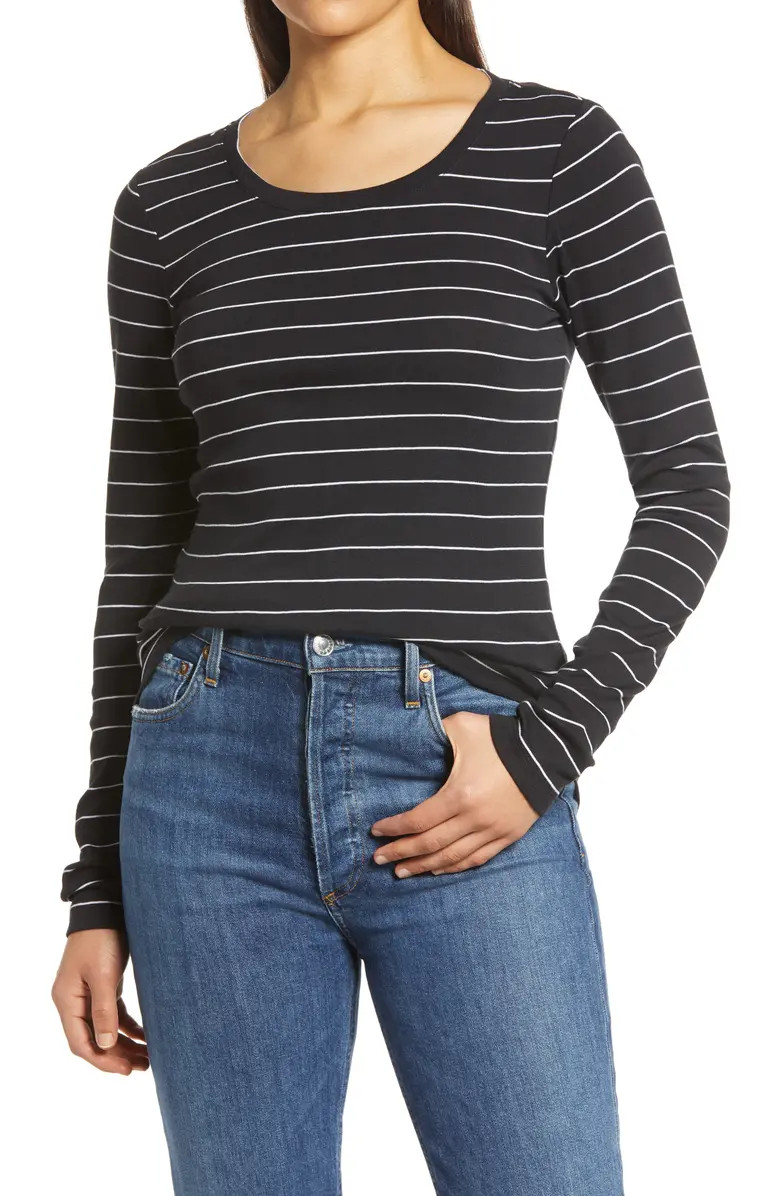 Caslon® Long Sleeve Scoop Neck Cotton Tee | Nordstrom | Nordstrom