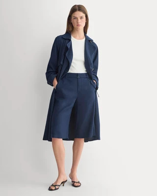 Everlane Long Tailored Short, Stretch Linen, Navy, Size 12 | Everlane
