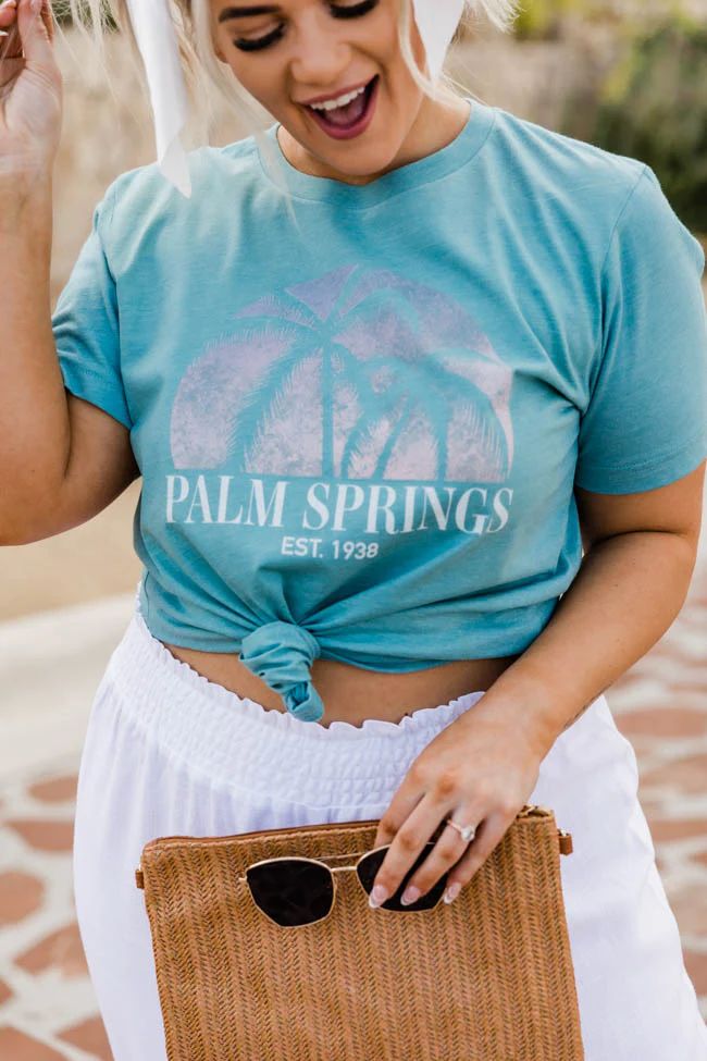 Palm Springs Teal Graphic Tee | The Pink Lily Boutique