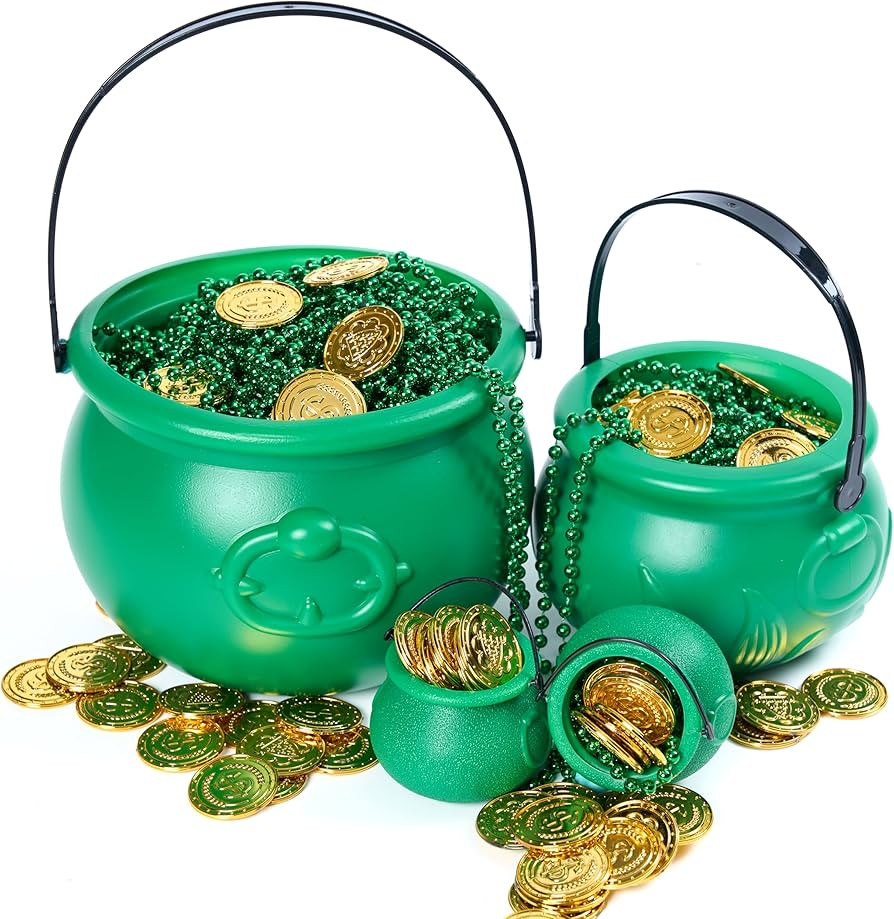 JOYIN 4PCS St.Patrick's Day Green Cauldrons with Handle Party Supplies Set with 1 Pcs Large, 1 Me... | Amazon (US)