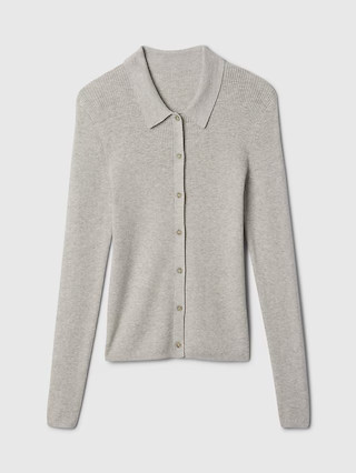 CashSoft Rib Polo Cardigan | Gap | Gap (CA)