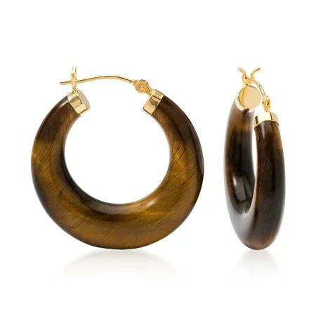Ross-Simons Tiger s Eye Hoop Earrings in 14kt Yellow Gold For Women | Walmart (US)