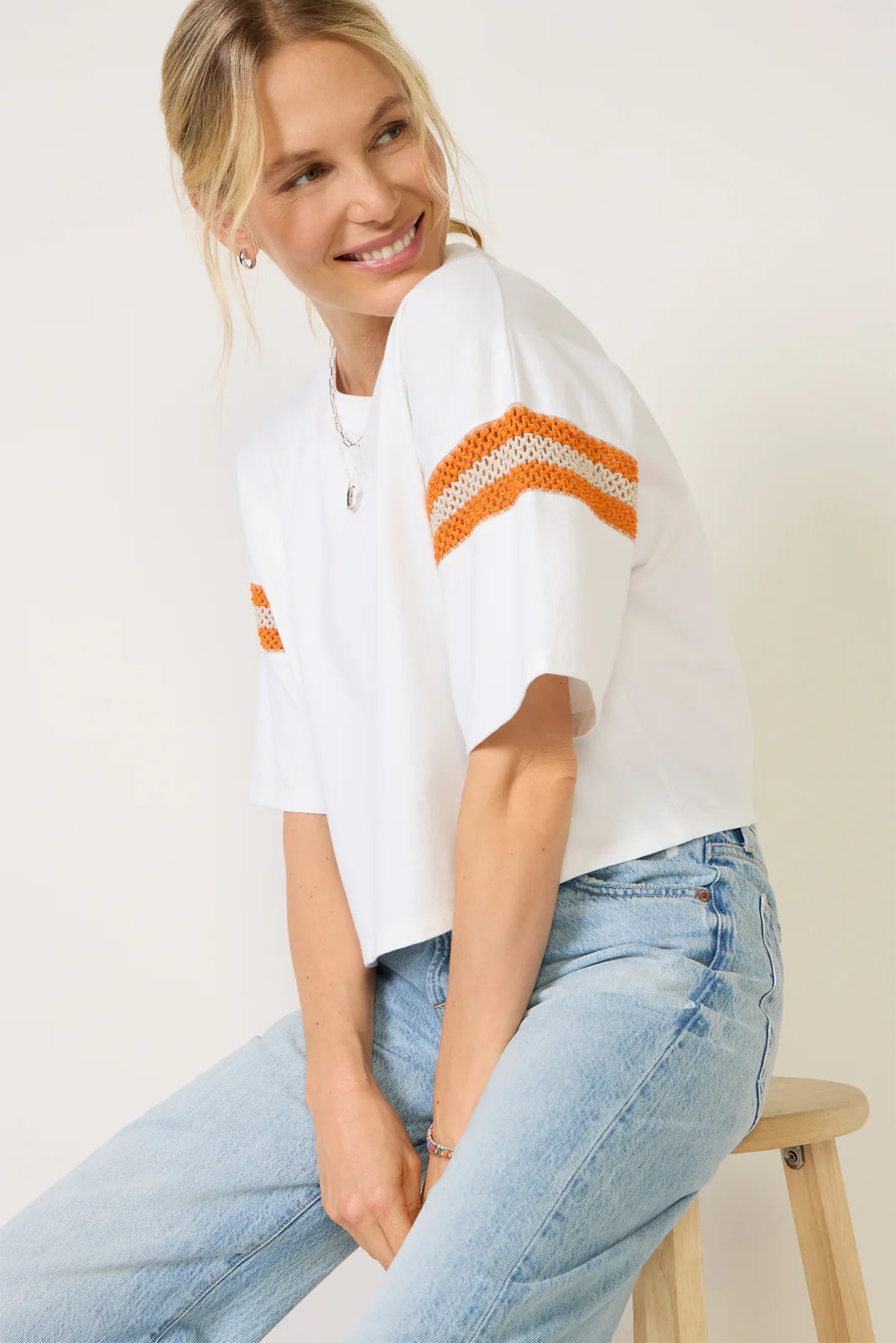 Bridget Crochet Varsity Tee | Evereve