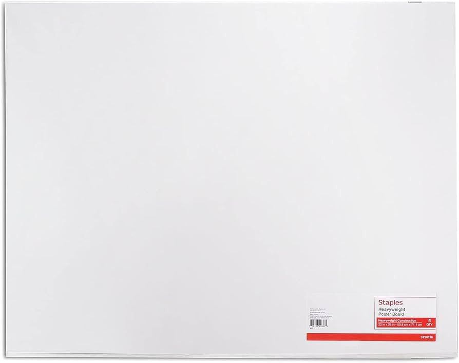 Staples Poster Board, 22" x 28", White, 20/Carton - Display Boards for School & Office Projects | Amazon (US)