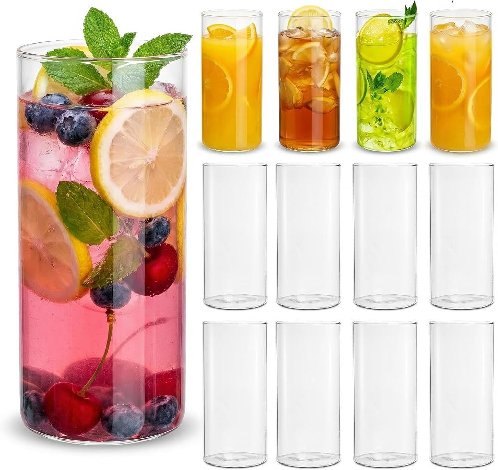 Water Glasses Set of 12, Thin Highball Glasses, 17 Oz Tall Drinking Glasses, Lightweight Crystal Collins Glasses for Water, Juice, Cocktails, Mojito, Whiskey | Amazon (CA)