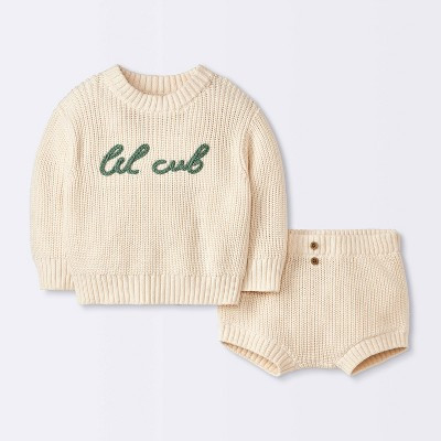 Baby Boys' Ribbed Lil Cub Sweater & Shorts Set - Cloud Island™ Cream 18M | Target