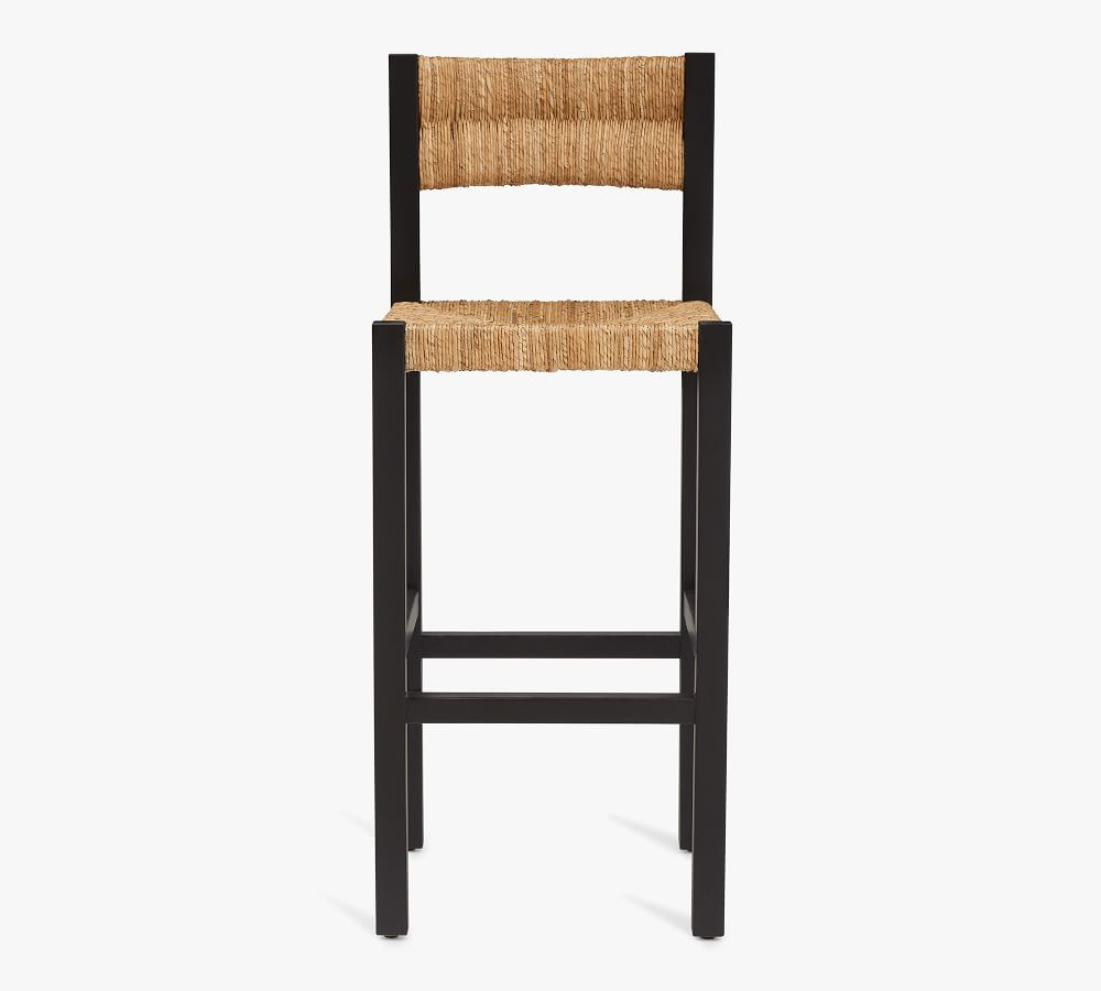 Malibu Woven Barstool, Warm Black | Pottery Barn (US)