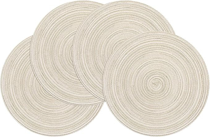 SHACOS Round Placemats Set of 4 Round Table Placemats Braided Cotton Place Mats 15 inch for Kitch... | Amazon (US)