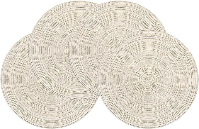 Amazon.com: SHACOS Round Placemats Set of 4 Round Table Placemats Braided Cotton Place Mats 15 in... | Amazon (US)