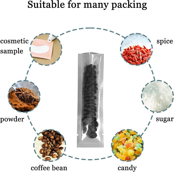 PABCK Clear Front Mylar Bags Heat Sealable Foil Bag 100 Pcs 1.97x5.91 inch | Pure Aluminum Foil B... | Amazon (US)