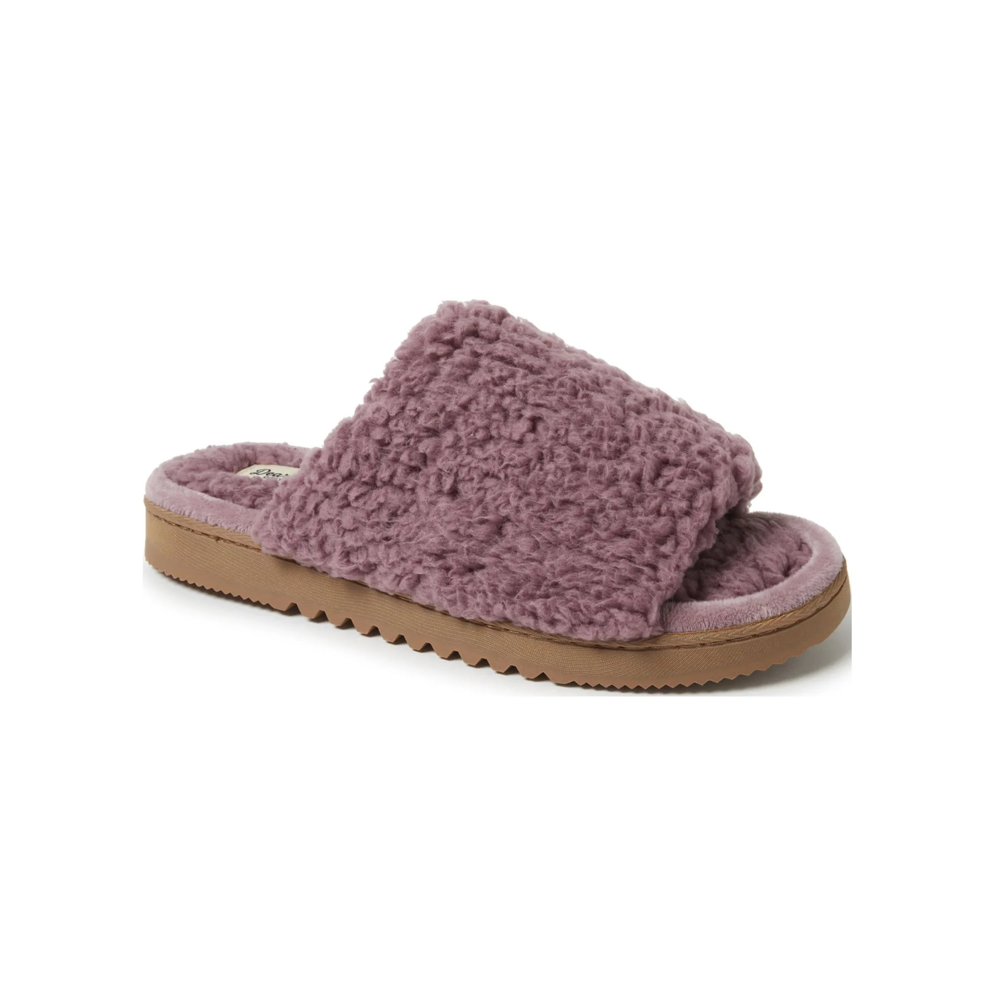 Dearfoams Cozy Comfort Women's Teddy Pile Open Toe Scuff Slippers | Walmart (US)