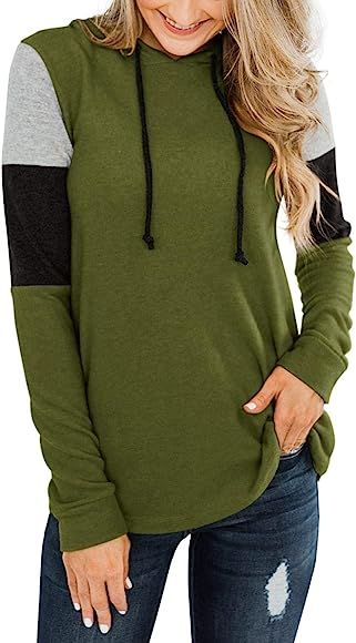Youdiao Women’s Color Block Hoodie Striped Sweatshirts Tunic Pullover Tops Long Sleeves Casual ... | Amazon (US)