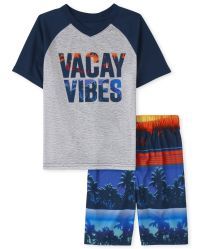 Boys Short Raglan Sleeve 'Vacay Vibes' Pajamas | The Children's Place