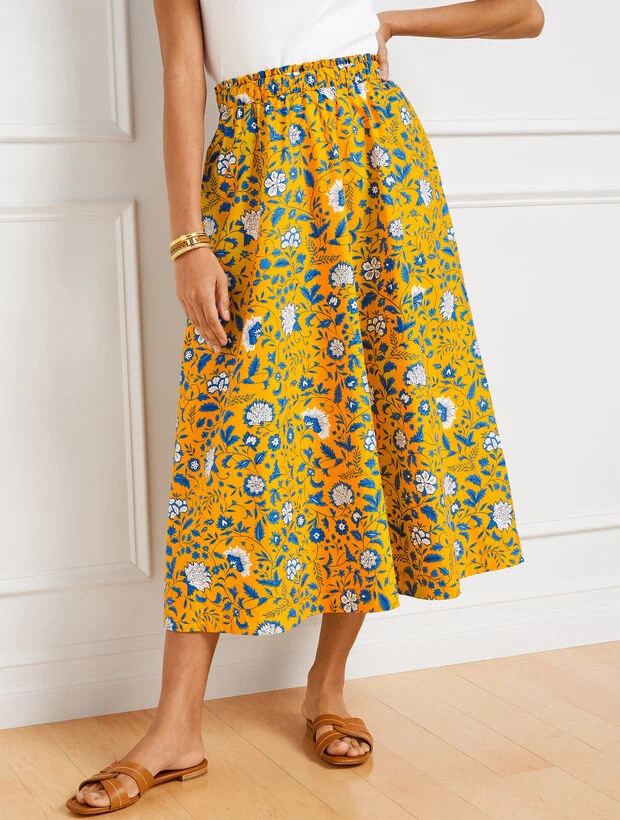Fabulous Floral Poplin Midi Skirt | Talbots