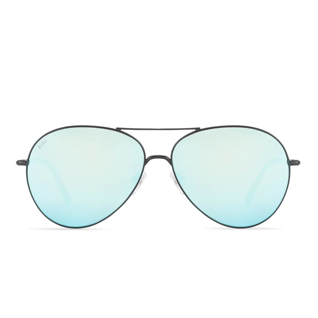 COLOR: black   blue mirror sunglasses | DIFF Eyewear