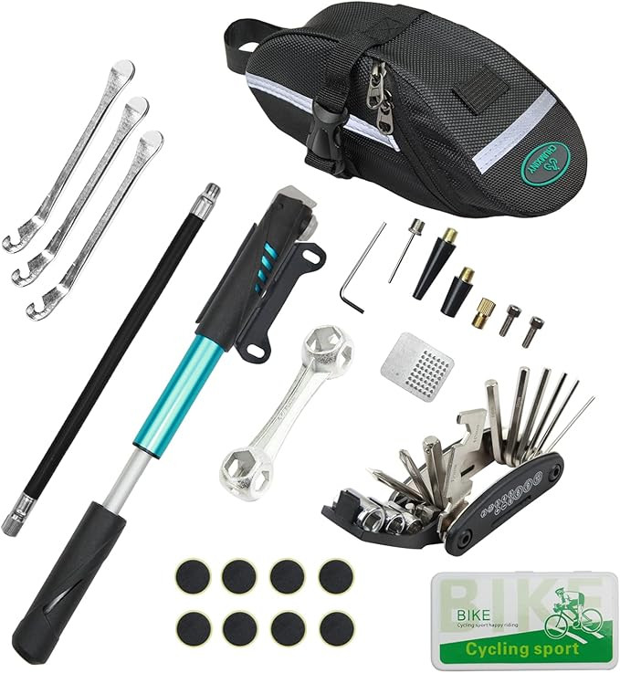 CHUMXINY Bike Repair Kit, 16-in-1 Tool, 120Psi Mini Bicycle Pump, Bicycle Tire Patch Kit, Blue Al... | Amazon (CA)