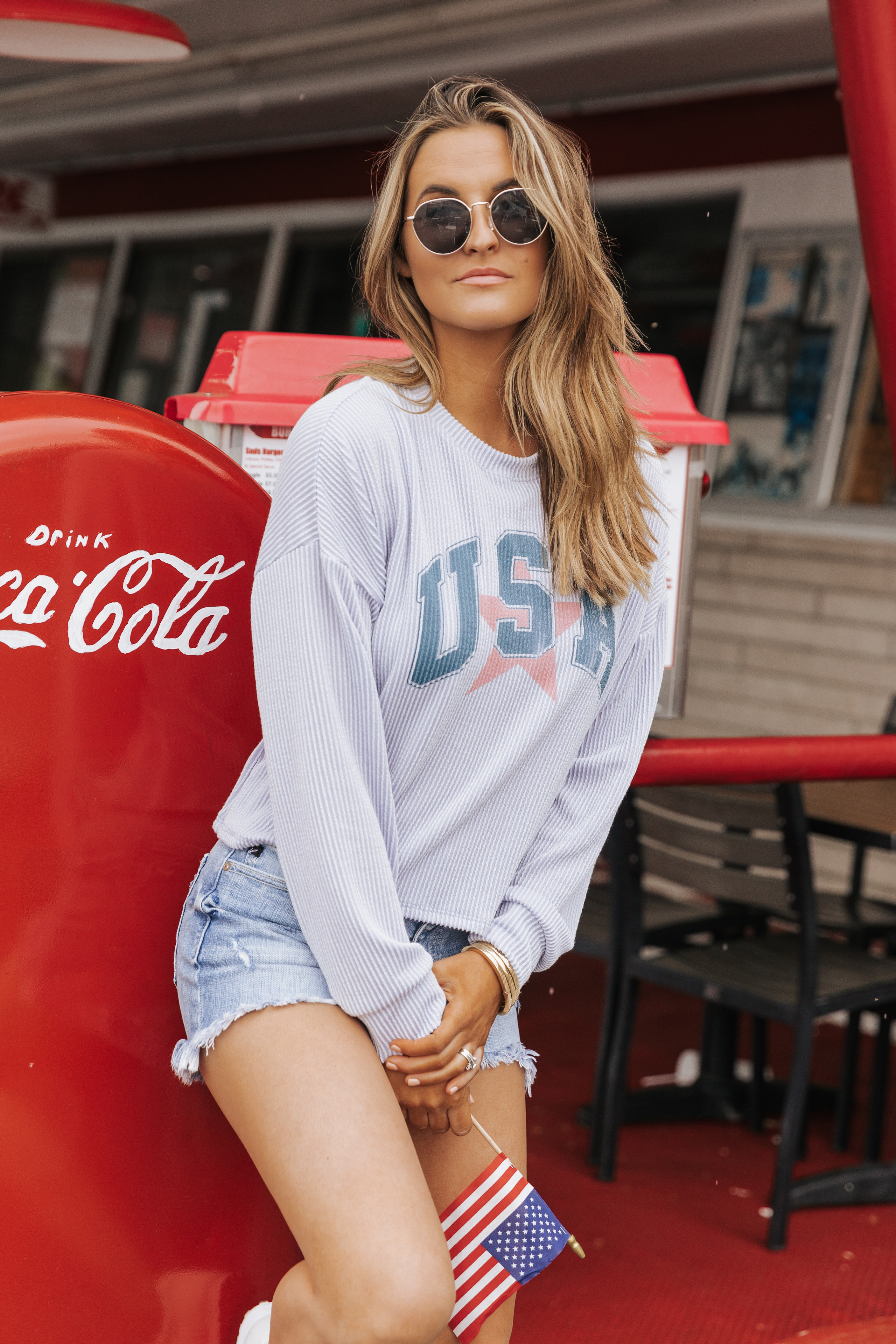 Play Ball USA Blue Ribbed Top | Magnolia Boutique