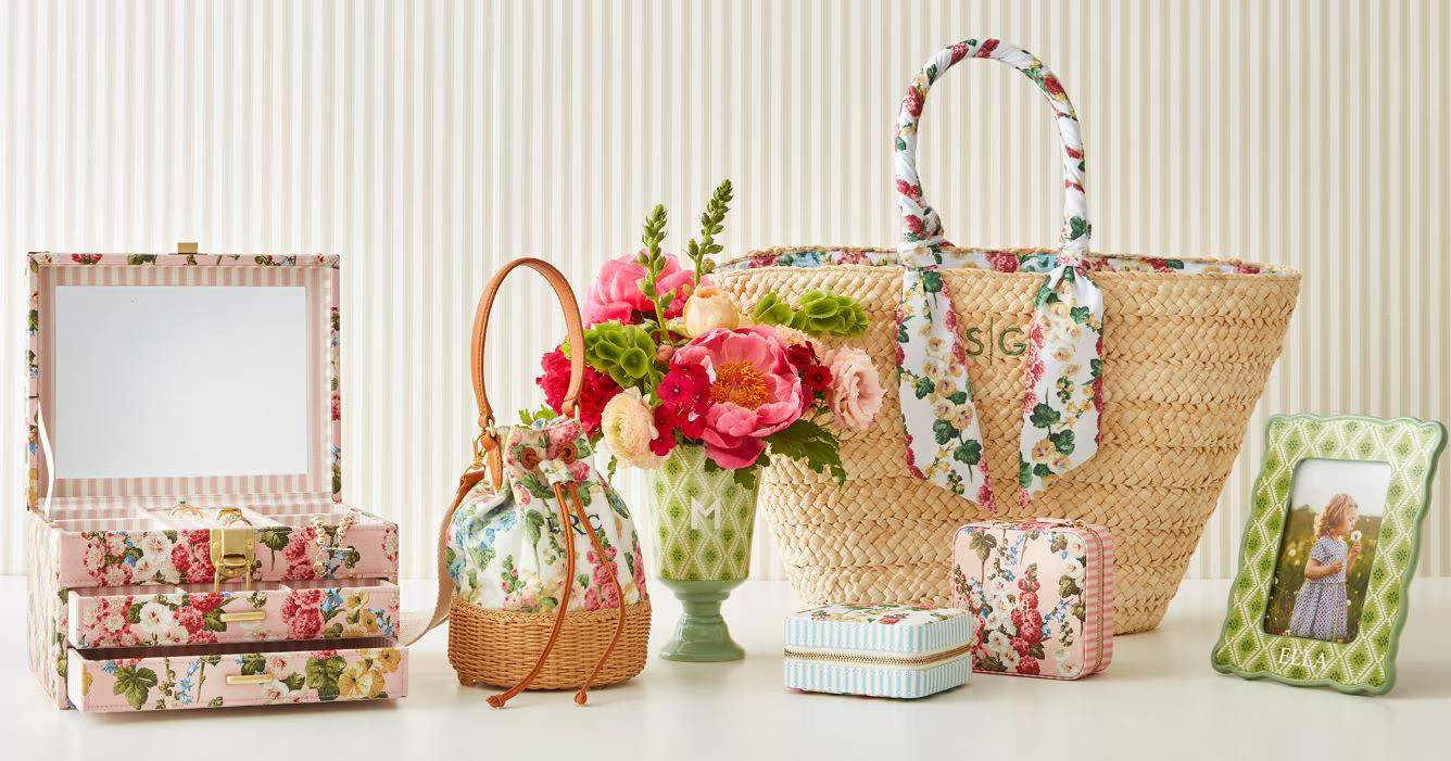 Sanderson Ribbon Wrapped Straw Bag | Mark and Graham