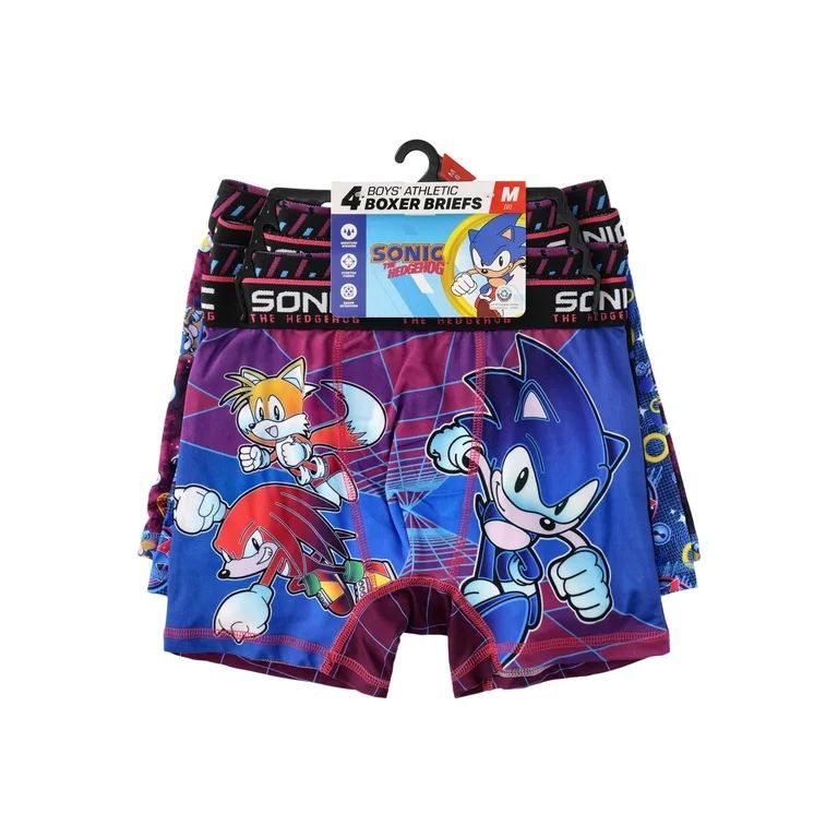 SEGA Boys’ Sonic the Hedgehog Boxer Brief Underwear, 4-Pack, Sizes XS-XL | Walmart (US)