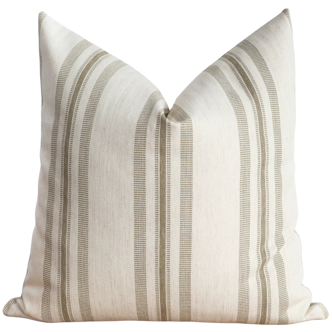 Perennial Stripe | Olive Pillow Cover | Hackner Home (US)