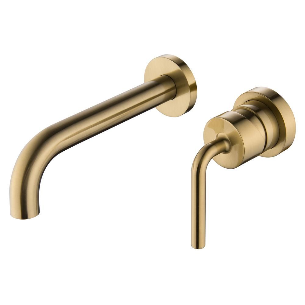 Boyel Living Single Hole and Single-Handle Brass Bathroom Faucet with Handles Wall Mount in Brushed  | The Home Depot