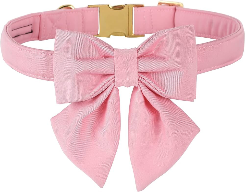 Maca Bates Dog Collar with Pink Bow Bowtie for Dogs Solid Colors Sailor Bow Tie Adjustable Breaka... | Amazon (US)