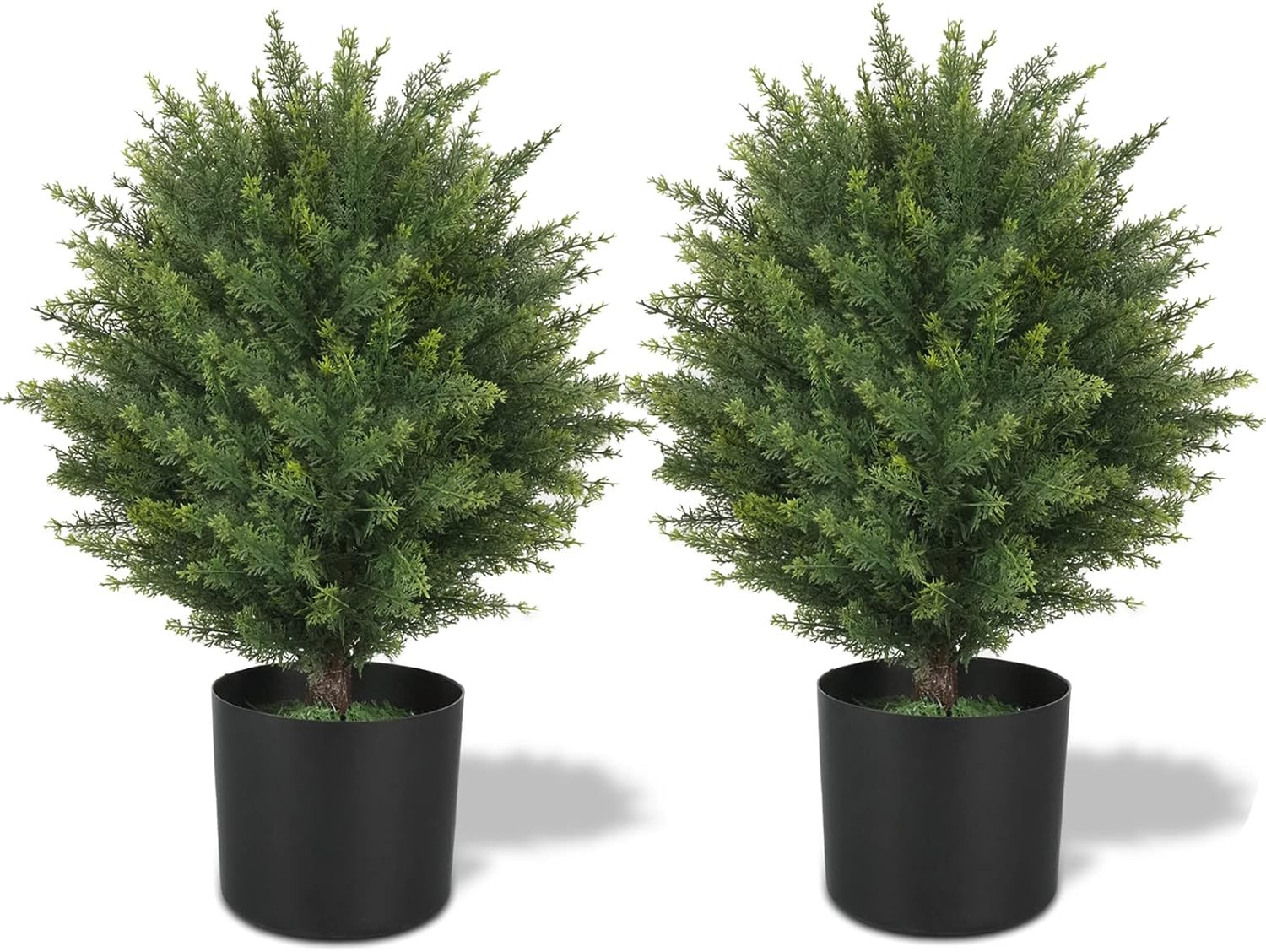 ECOLVANT Two 20''T Artificial Cedar Topiary Ball Tree UV Resistant Potted Plants Artificial Shrub... | Amazon (US)