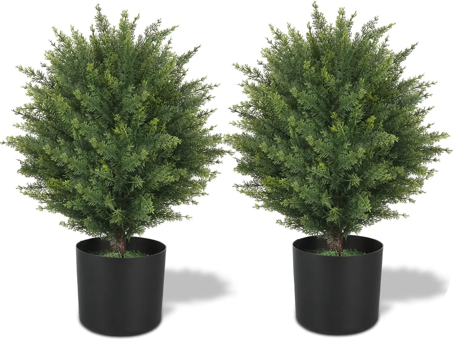 ECOLVANT Two 20''T Artificial Cedar Topiary Ball Tree UV Resistant Potted Plants Artificial Shrub... | Amazon (US)