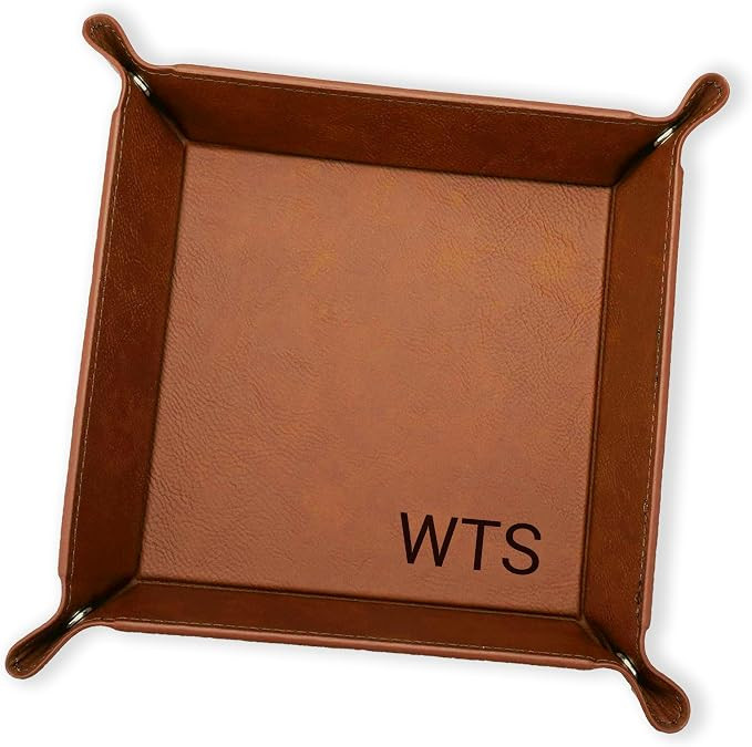 Personalized Valet Tray, Custom Engraved Leather Keys Tray for Men - Catchall Tray Organizer for ... | Amazon (US)
