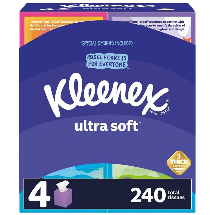 Kleenex Ultra Soft Facial Tissue Self-Care Awareness Pack - 4pk/65ct | Target