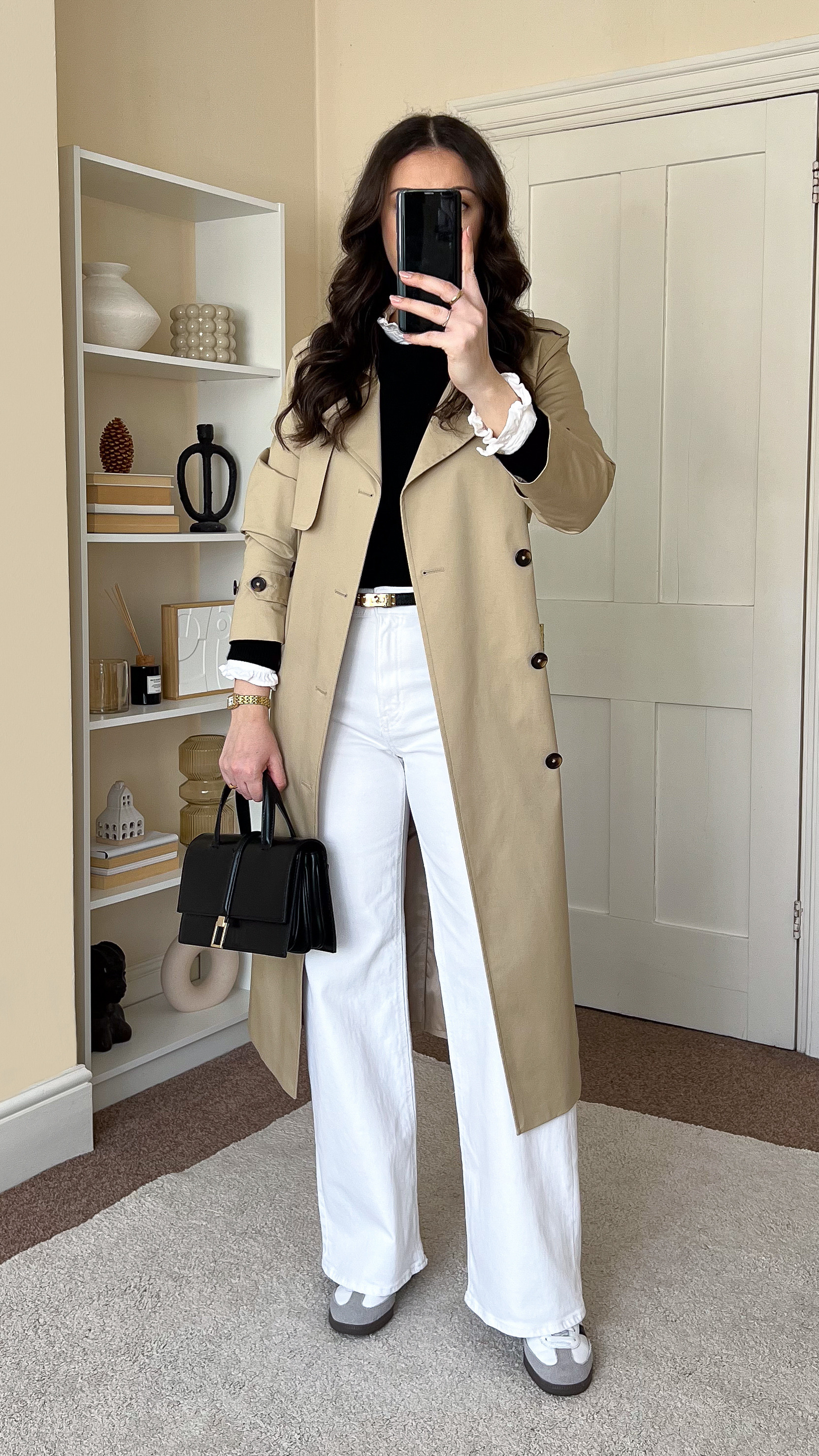 Smart casual early Spring outfit. Blouse is H&M, size S. Jumper is M&S, size UK10. Trench coat is M&S, size UK10. Jeans are H&M, size UK10. 

 #LTKspring #LTKmodest #LTKstyletip