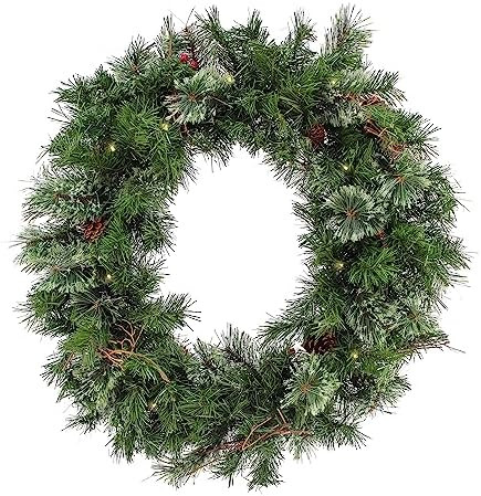 National Tree Company 30" Glistening Pine Wreath with LED Lights | Amazon (US)