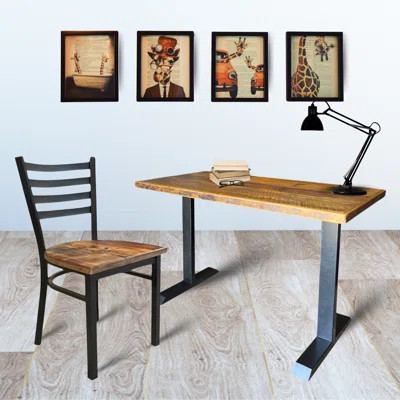 Heritage Farmhouse Earth And Iron Desk With Chair Set | Wayfair North America