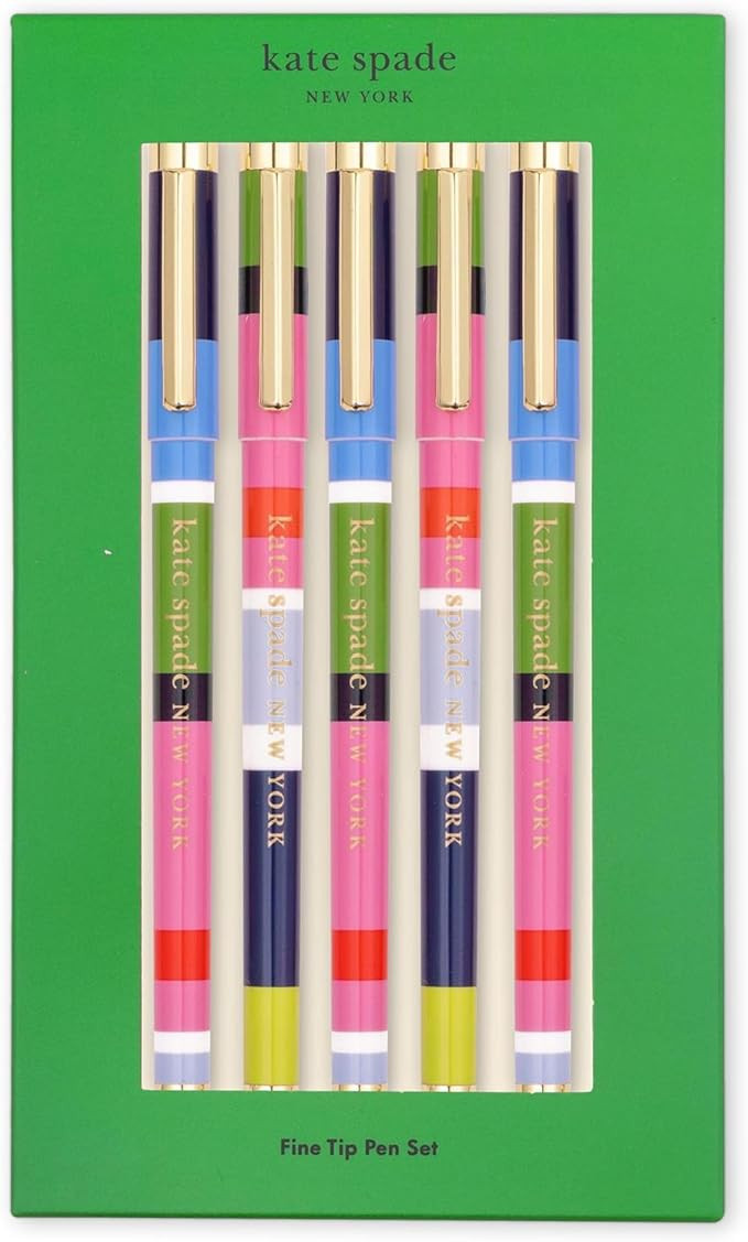 kate spade new york Fine Tip Pen Set of 5, Sunny Day Stripe | Amazon (US)