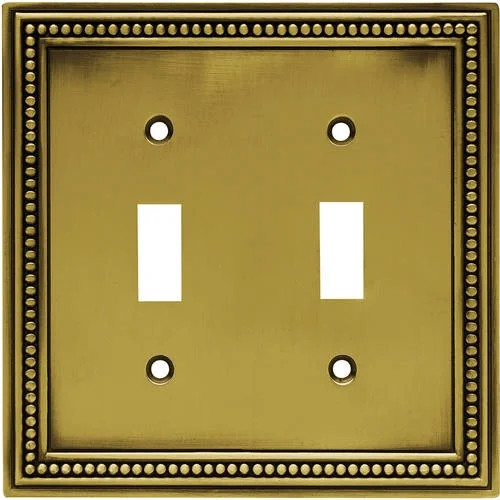 Brainerd Beaded Tumbled Antique Brass - Double Toggle Switch Plates | Walmart (US)