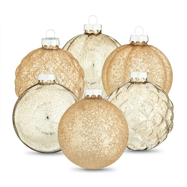 Holiday Time Vintage-Inspired Gold Glass Christmas Ornaments, 9 Count - Walmart.com | Walmart (US)