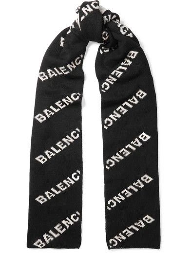 Balenciaga - Intarsia-knit Scarf - Black | NET-A-PORTER (US)