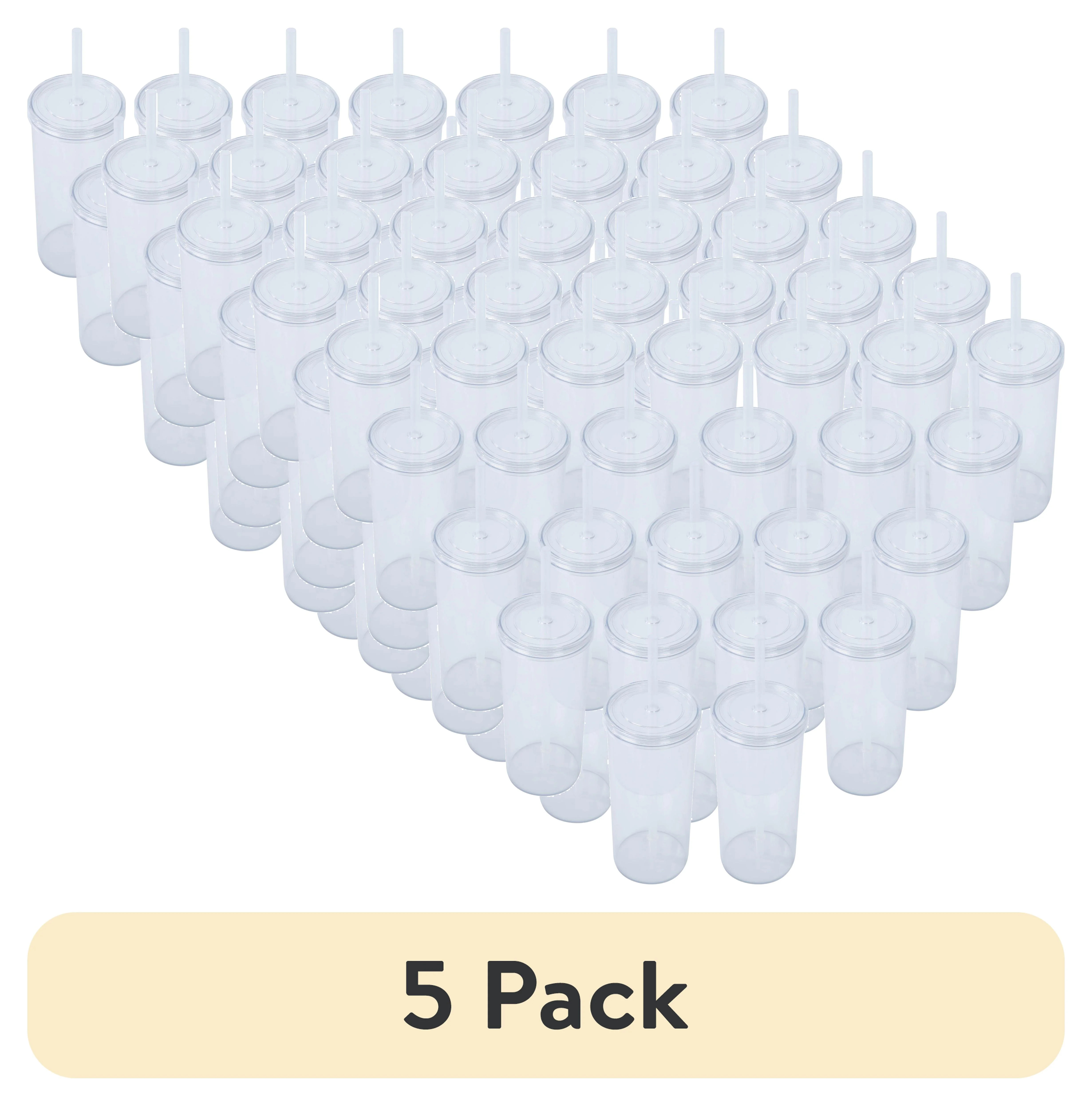 (5 pack) Mainstays 24-Pack 20oz Plastic Tumbler with Screw Top Lid and Straw, Clear | Walmart (US)