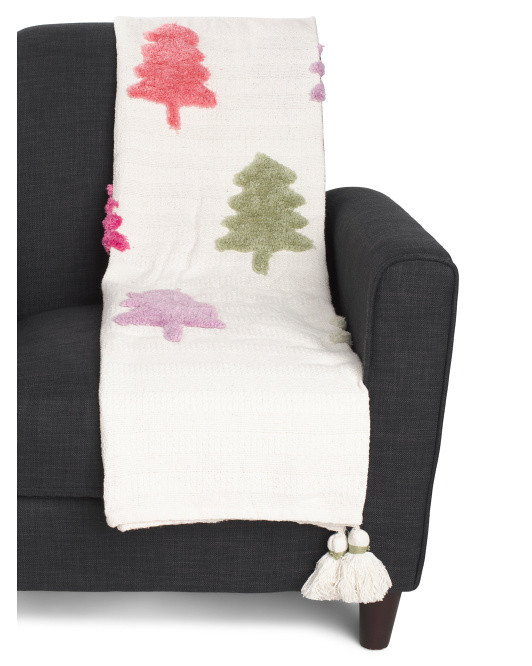 Handcrafted In India Tufted Trees Throw | TJ Maxx