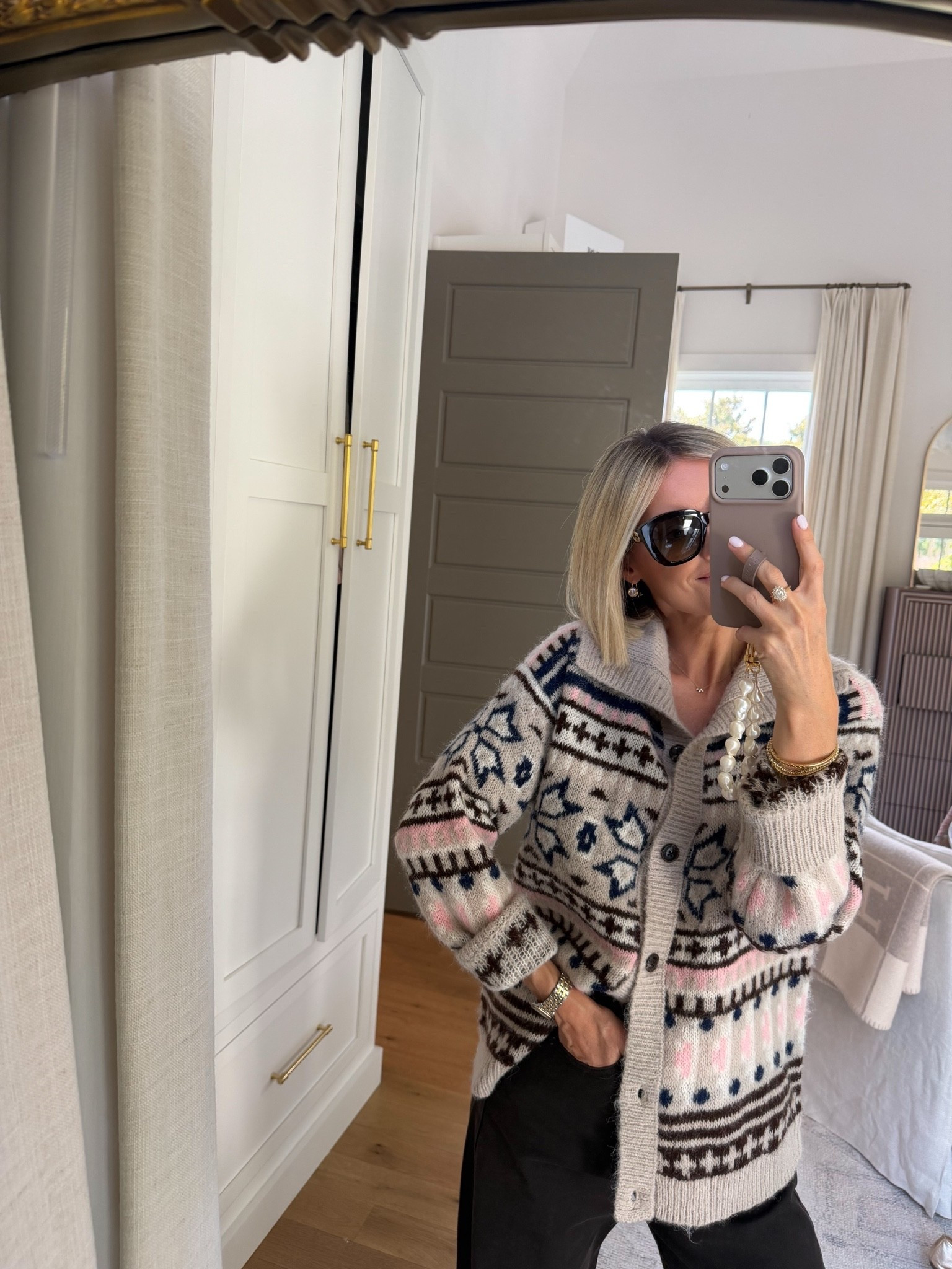 This cardigan is going to perfect once the weather cools down! I love the fair isle pattern and the pops of pink, blue, and brown!  Wearing a M in the sweater and a size 4 in the pants!  Loverly Grey, new arrivals, Target, fall outfit, fair isle cardigan, fall cardigan

#LTKSeasonal