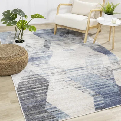 Immer Abstract Area Rug in Cream/Blue/Black | Wayfair North America