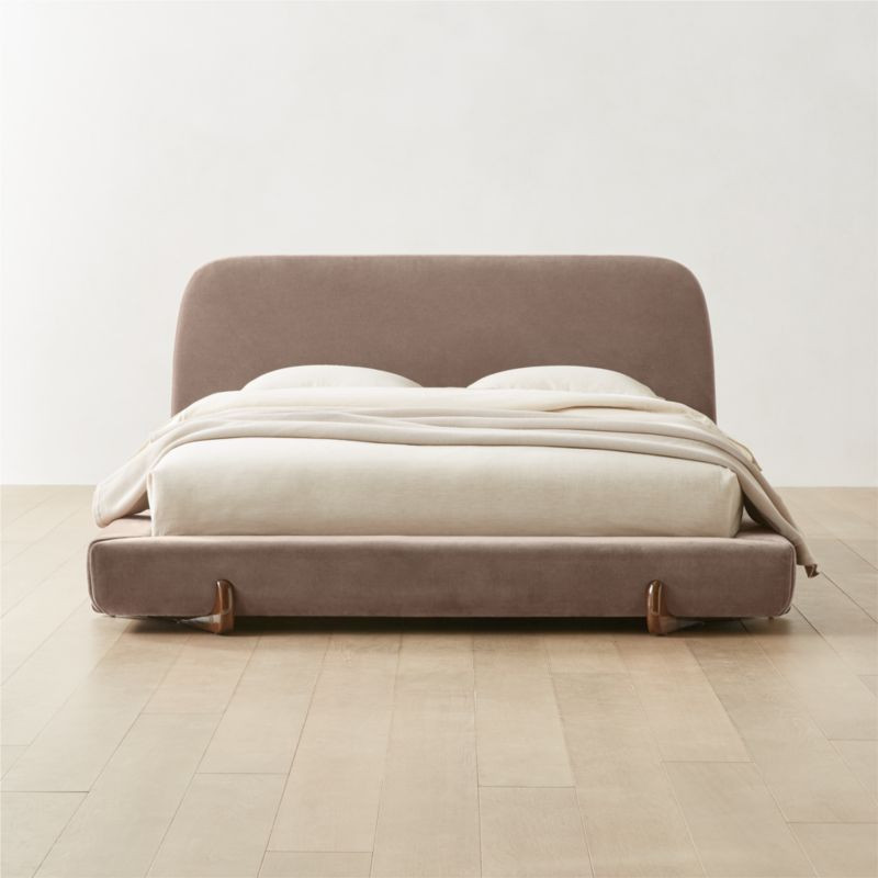 Stivale Light Brown Velvet Queen Bed + Reviews | CB2 | CB2