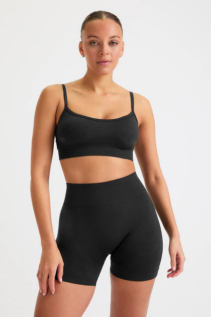 SCULPT SEAMLESS BANDEAU SPORTS BRA - BLACK MARL | TALA (UK)