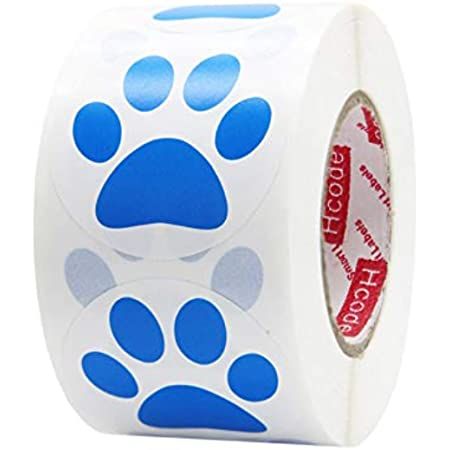 Hybsk 1.5 inch Round Blue Bear Paw Print Dog Puppy Paw Stickers (Glossy Paper-Blue paw) | Amazon (US)